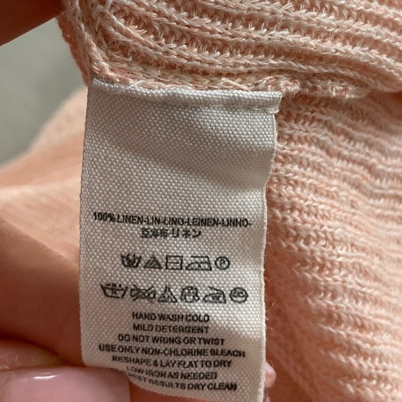 Free People Thin Knit Linen Blush Pink Tunic Sweater Ruffle Hem - Picture 6 of 9